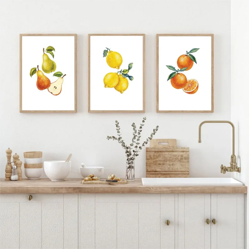 Retro Pizza Coffee Pasta Wine Vegetables Fruit Posters and Prints Canvas Printing Wall Art Picture for Kitchen Dining Room Decor