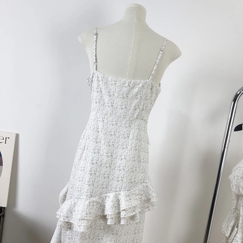 Sukienki letnie damskie w stylu koreańskim, eleganckie sukienki na ramiączkach spaghetti, sukienki imprezowe z nadrukiem, długie sukienki plażowe, asymetryczne sukienki letnie.