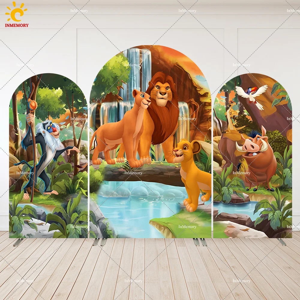 

Jungle Safari Wild One Background Baby Simba Arch Backdrop Cover Disney Lion King Birthday Arched Chiara Party Wall Banner