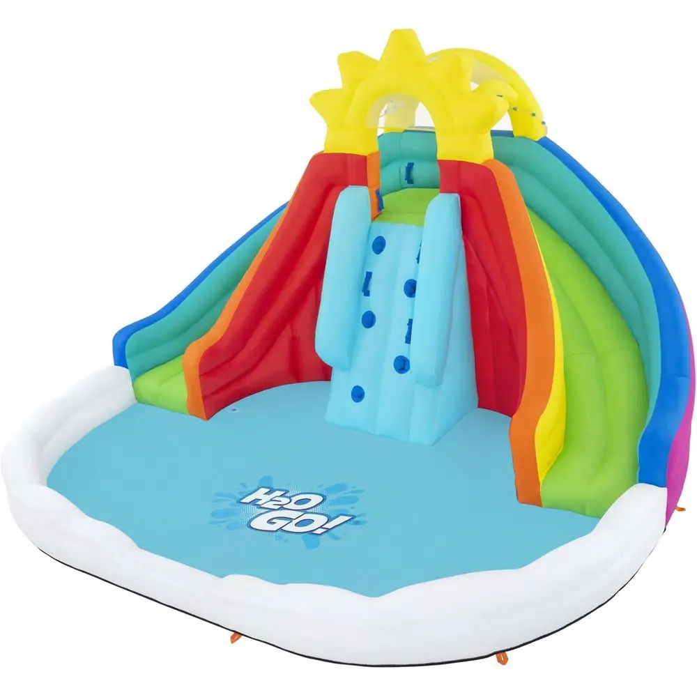 

Let It Rain Mega Water Park with Extra Large Splash Pool, Built-in Sprayers | Iates Easily with Included Blower | Durable,