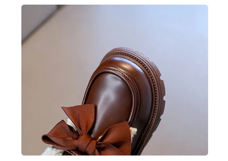 الكورية نمط الفتاة أحذية الثلوج بولي Leather الجلود مقاوم للماء الأطفال أفخم الأحذية سميكة الدافئة القطن مبطن الأحذية الدافئة الأحذية القطنية #3