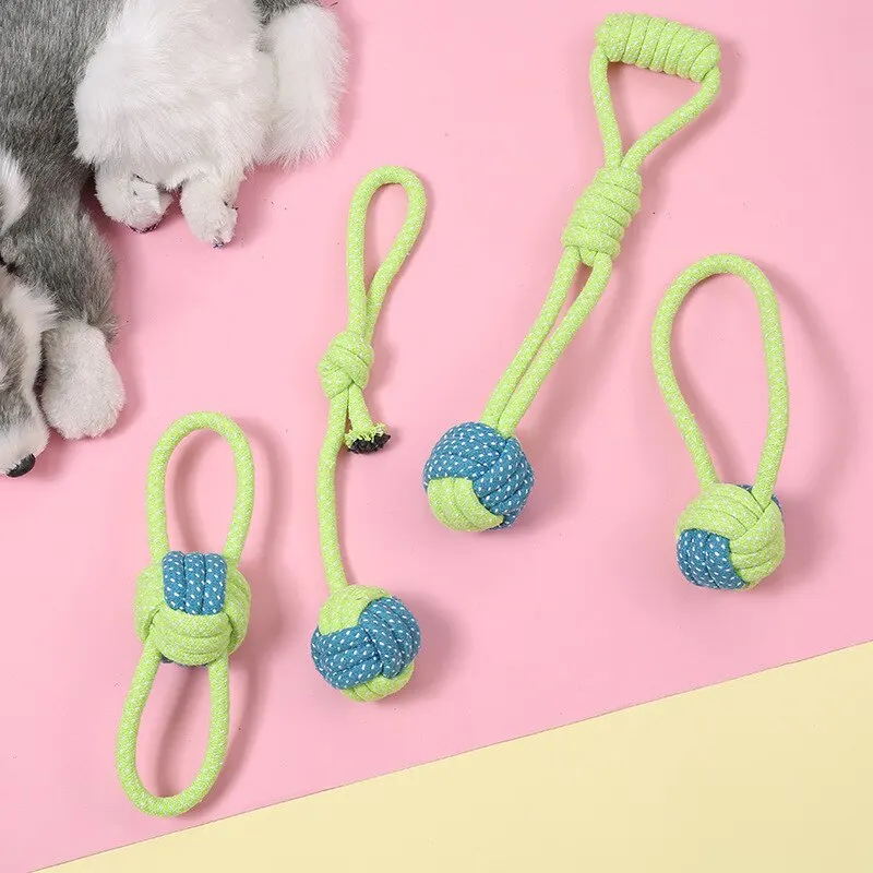 Pet Dog Puppy Double Knot Chew Rope Knot Toys Clean Teeth Durable Braided Bone Rope Pet Molar Toy Pet Supplies