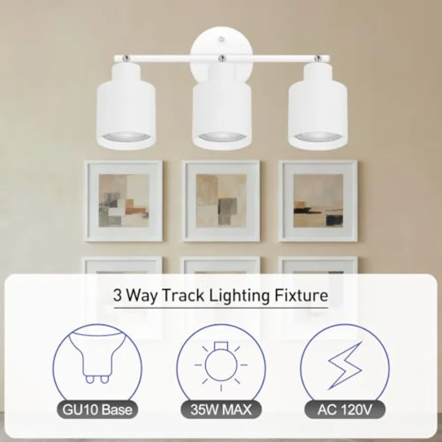 Led Track ing, White Ceiling Lighting Fixtures, Wall Sconces Ceiling Spotlight with Foldable Light Arms for Kitchen, Closet, Be view 4
