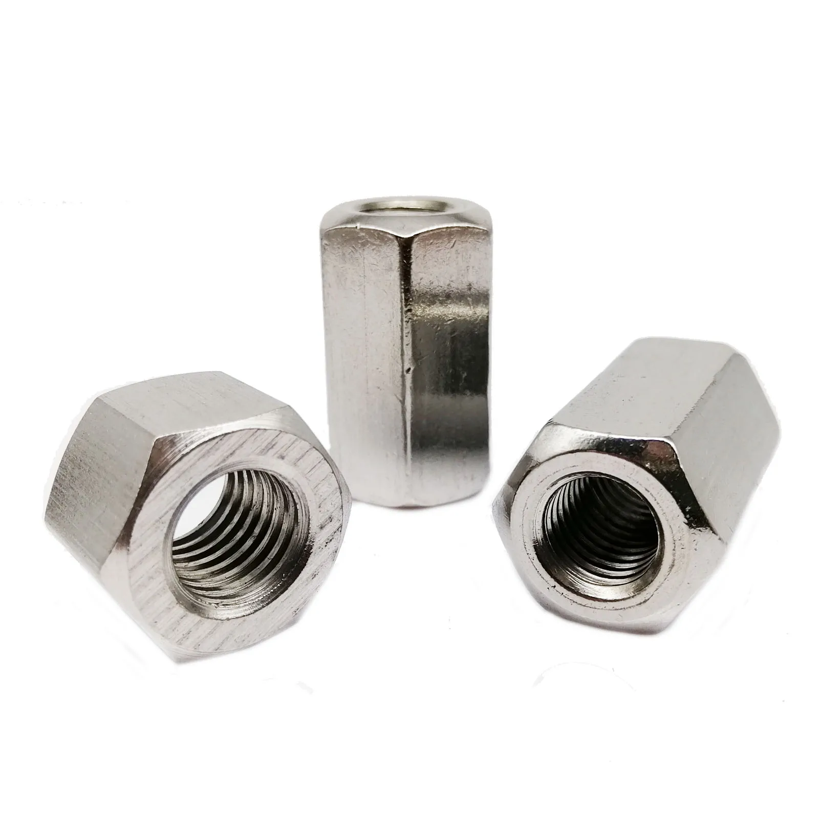 1/2/5/10pcs M3 M4 M5 M6 M8 M10 M12 304 Stainless Steel Hexagon Hex Long Lengthen Rod Connector Joint Sleeve Tubular Coupling Nut