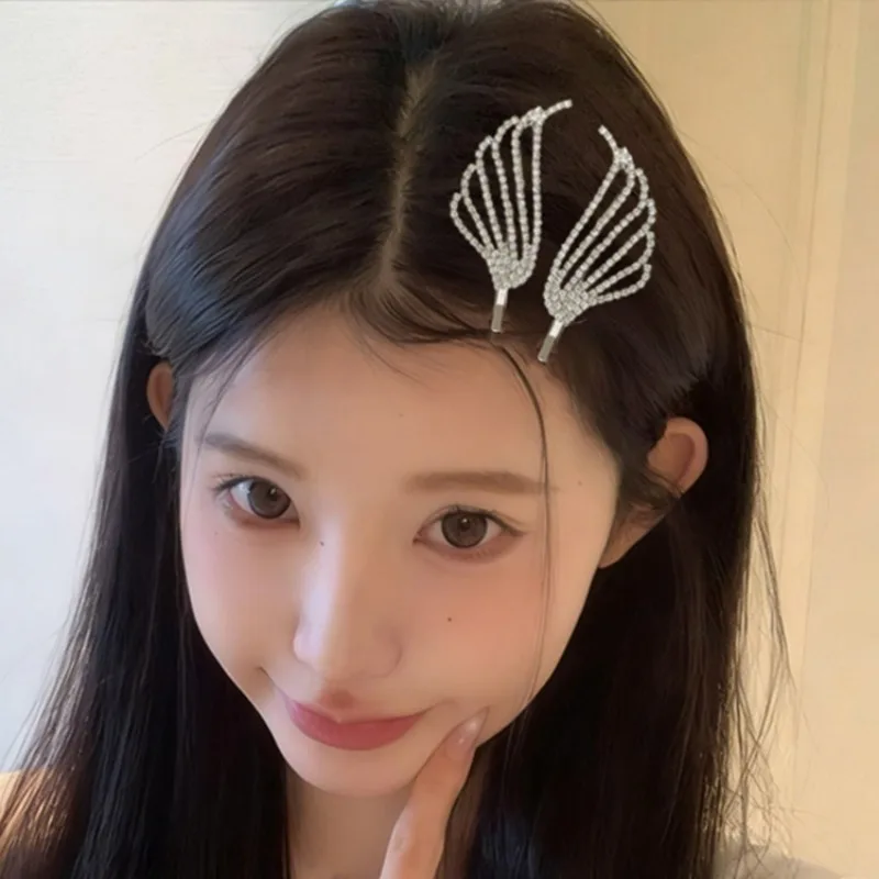 

1/10Pcs Silver Shiny Crystal Angel Wings Hair Clips Bangs Side Edge Clip Headwear Women Crystal Barrettes Girls Shiny Hairpins