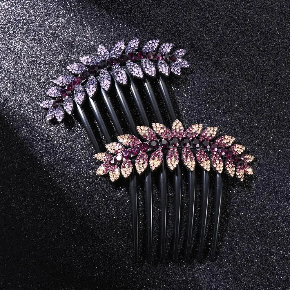 Elegant Headwear Leaves Hairpins Flower Crystal Hair Clips Korean Barrettes Women Hair Comb Hair Claws