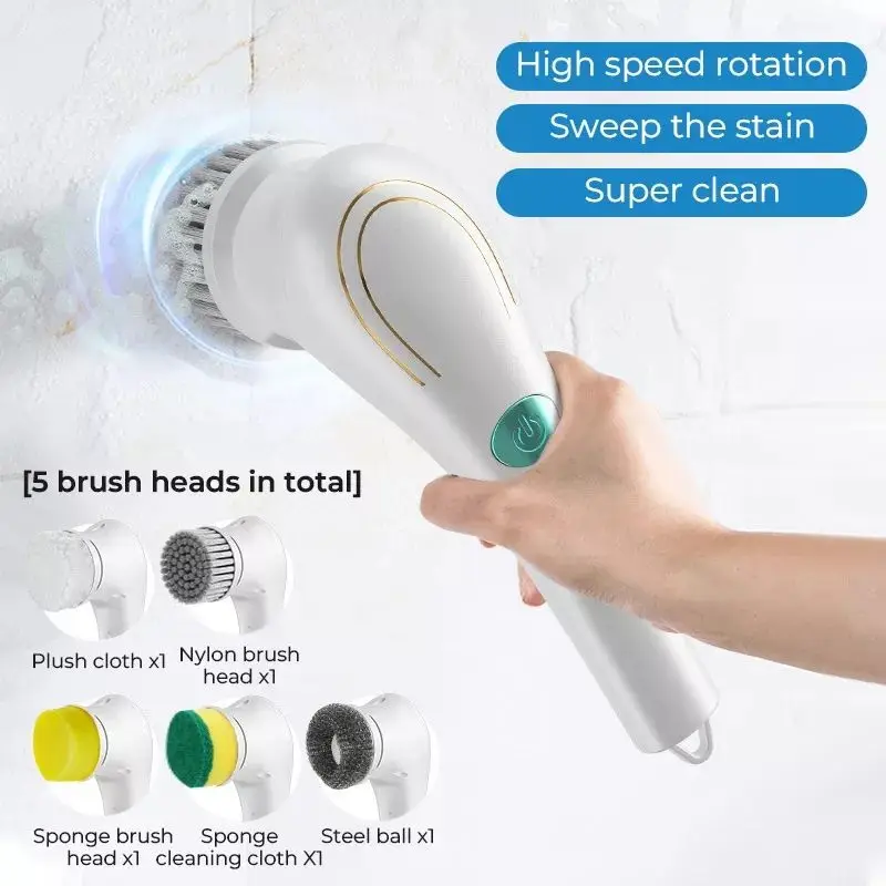 Handheld Electric Scrubber Brush - 3-in-1 Multi-Surface Cleaner for Kitchen Sink/Dishwashing/Bathroom Tiles 