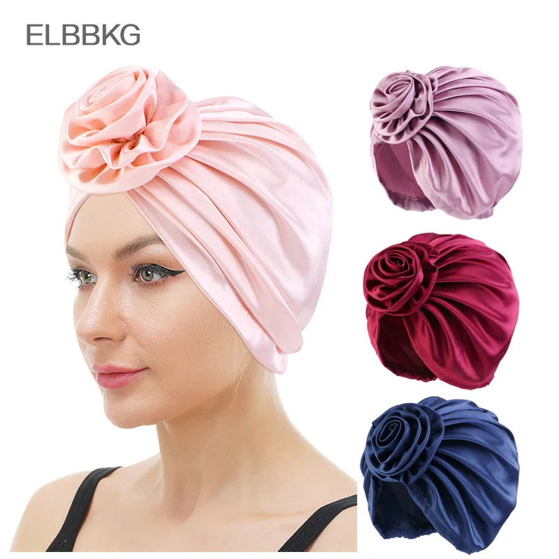 

Woman Muslim Headscarf Cap Female Soft Head Wraps Elegant Retro French Turban Hat Ladies Pure Color Cotton Bandana Headband