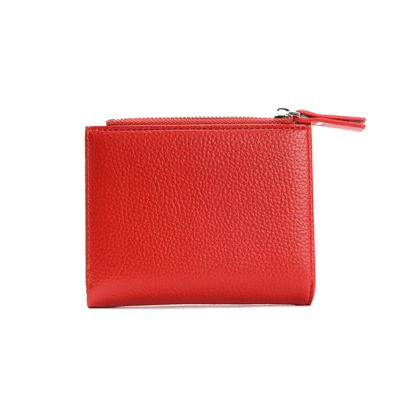 2024 Spring New Product Red Women's Short Wallet Wallet Litchi Pattern Mini Korean Edition Multi functional Change Bag Card Bag