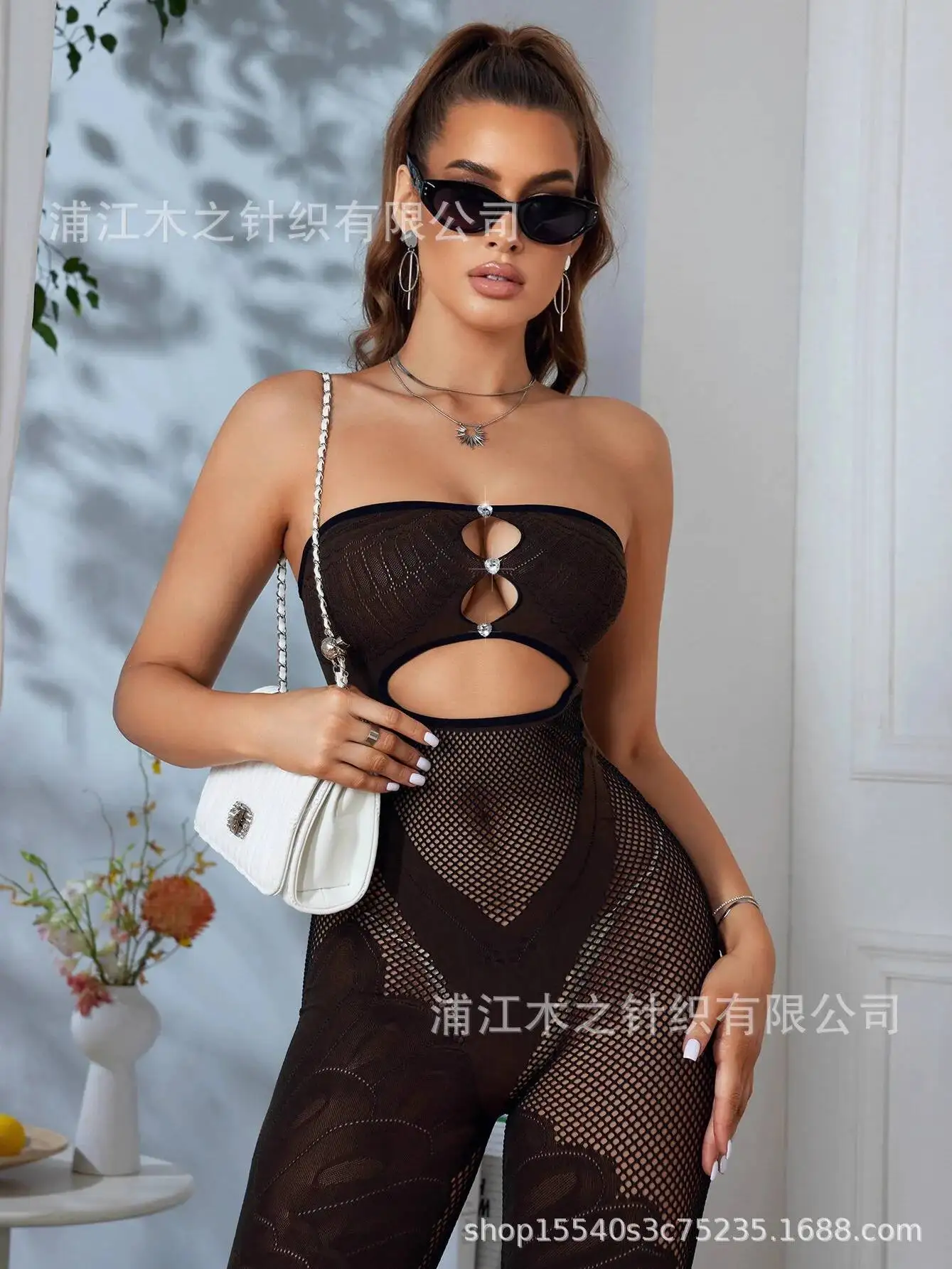 Seksowne, obcisłe spodnie z wysokim stanem, erotyczne, grube, do noszenia na co dzień, proste, do noszenia w domu, damski kombinezon, spodnie z odkrytymi ramionami, urocze 1WA7