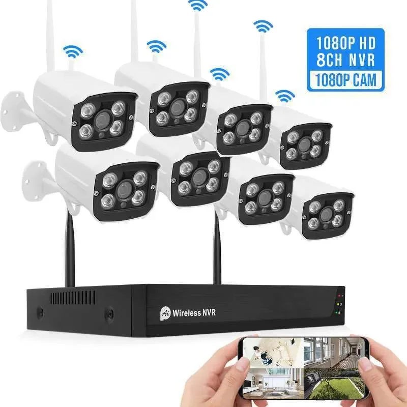 Tuya Wifi caméra IP sans fil NVR Kit 8CH Vision nocturne système De caméra De vidéosurveillance étanche caméra réseau De Surveillance