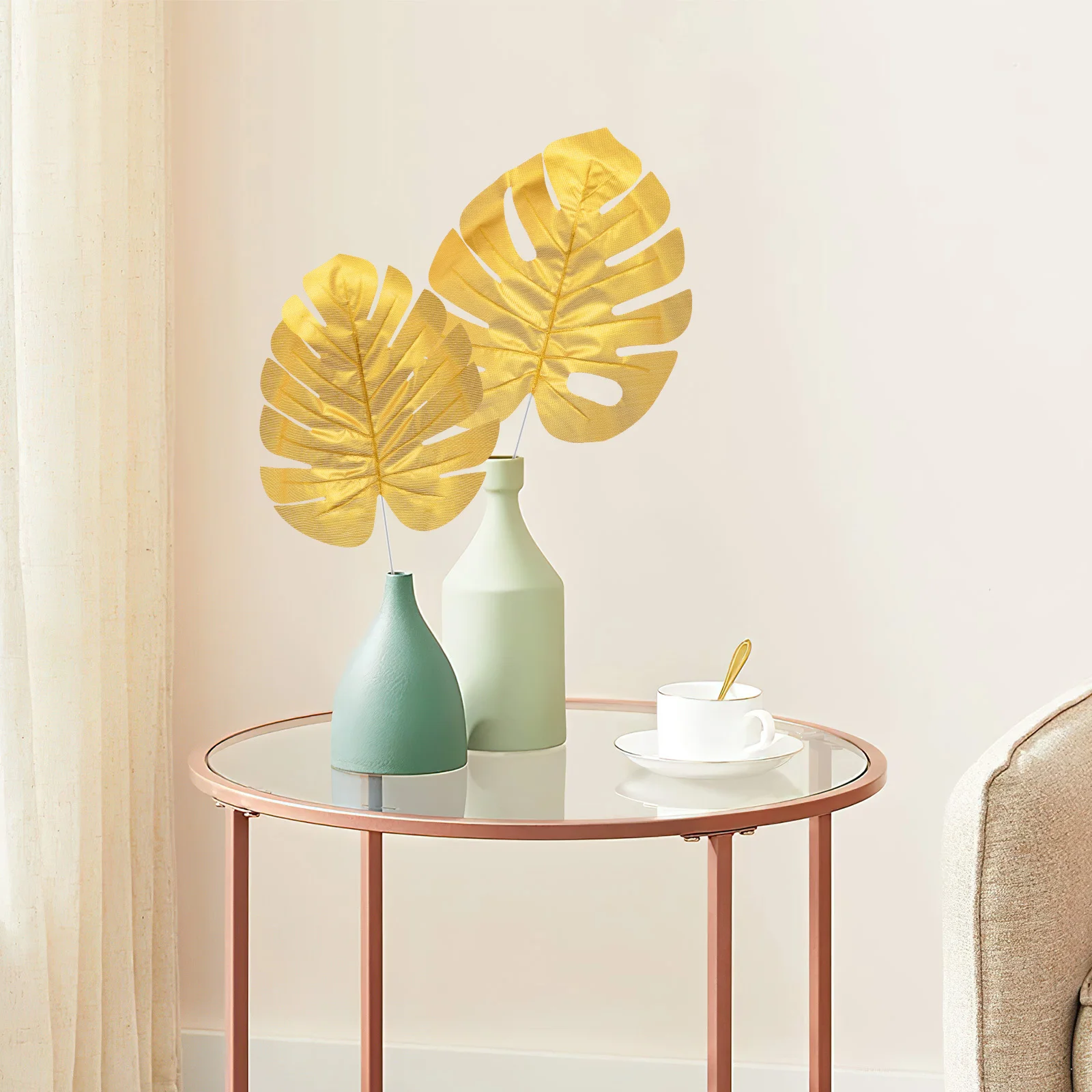 

12Pcs Lifelike Golden Monstera Simulation Leaves Reusable Eco-Friendly Decor for Home Party Outdoor Garden Wedding Decoration