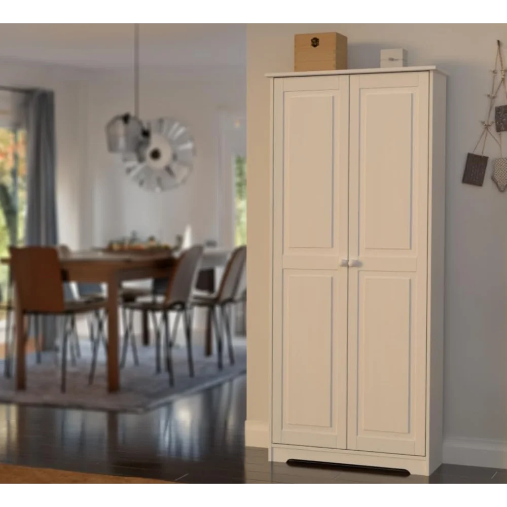 

Pantry Cabinet Storage Cabinet with 2 Doors Solid Wood - Adjustable Shelves for Kitchen, Dining Room