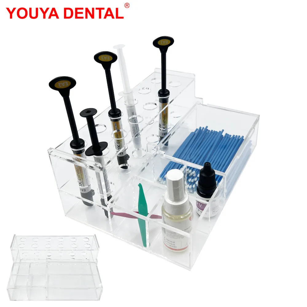 Dental Resin Shelf Adhesive Holder For Syringe Applicator Brush Storage Box Case Placement Rack Dentistry Lab Acrylic Organizer