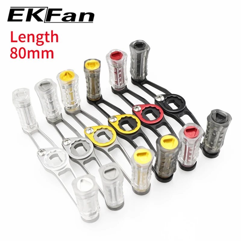 EKFan 80/90/105mm Aluminiumlegierung Baitcasting Angelrollengriff 7*4/8*5mm Loch Universal A/S/D mit Acrylknopf Köderrollenteil – Detail 7