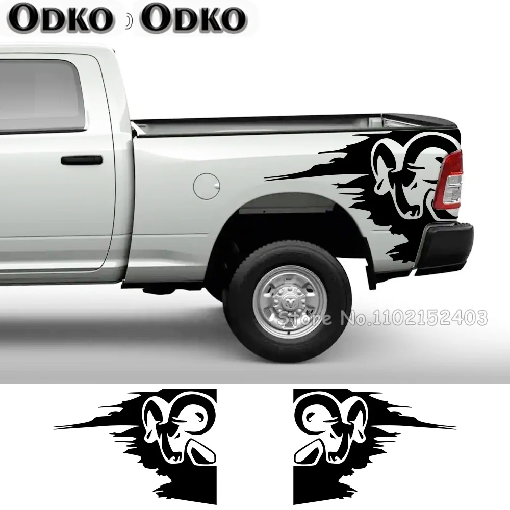 2Pcs Racing Stripes Bed Stickers For Dodge RAM Hemi 1500 2500 3500 Rebel Auto Truck Trunk DIY Decor Decals Vinyl Cover