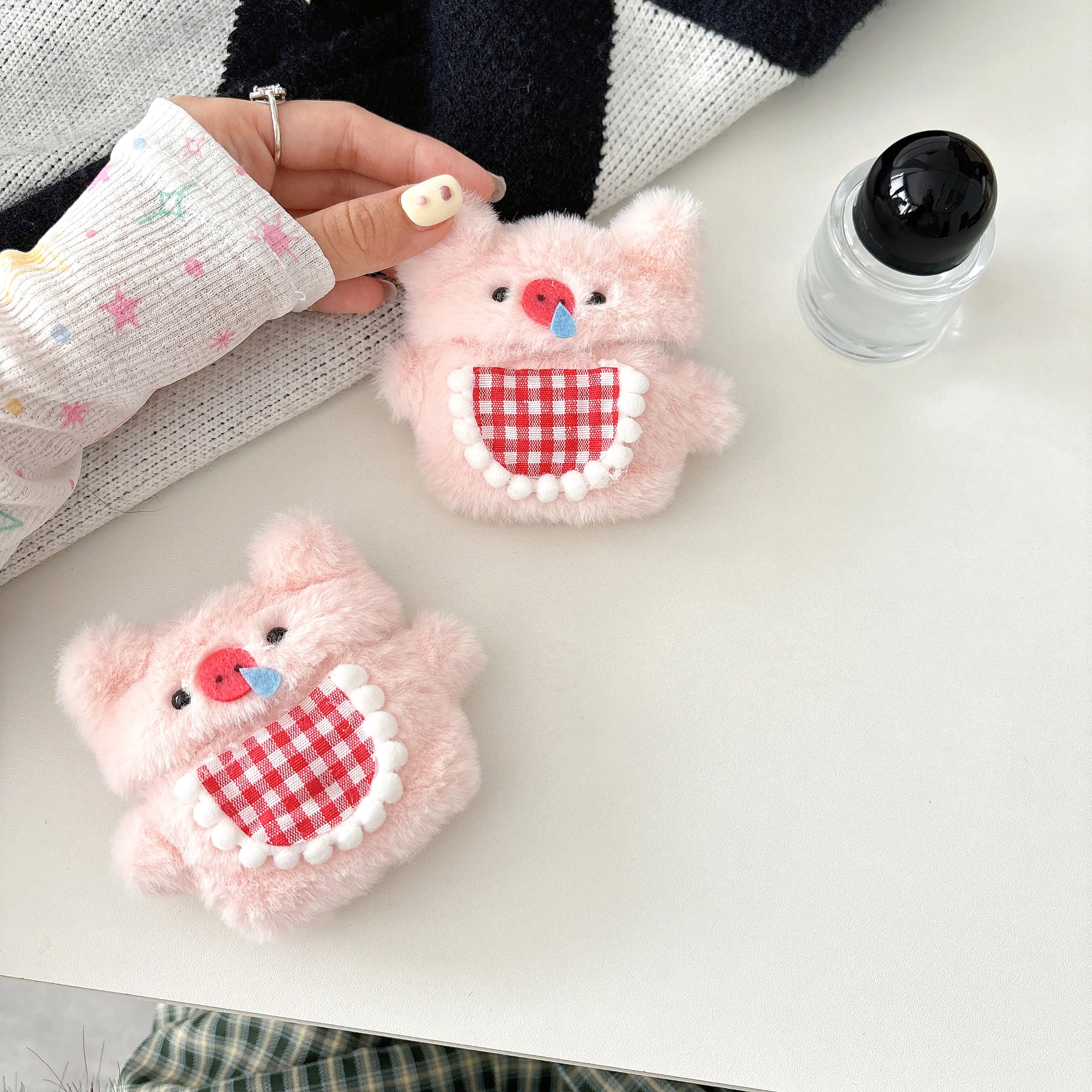 Cute Plush Apron pig Earphone Case for Apple Airpods Pro 2 Airpods Pro 4 3 2 1 Generation Protective Cover Fluffy Lovely Doll
