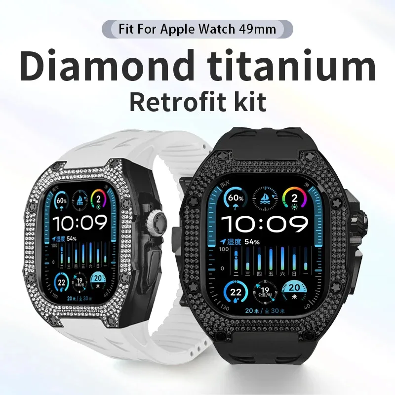 

Soul Cool Zirco with Titanium Case For Apple Watch Ultra 3/2/1 49mm, Fluorinated Rubber Strap iWatch Band Customization Mod Kit