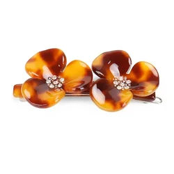 2024 New Korea Version One-word Petal Edge Clip Women's Simple Hairpin Flower Clip Girl Hair Accessoires Hair Gems Rhinestone