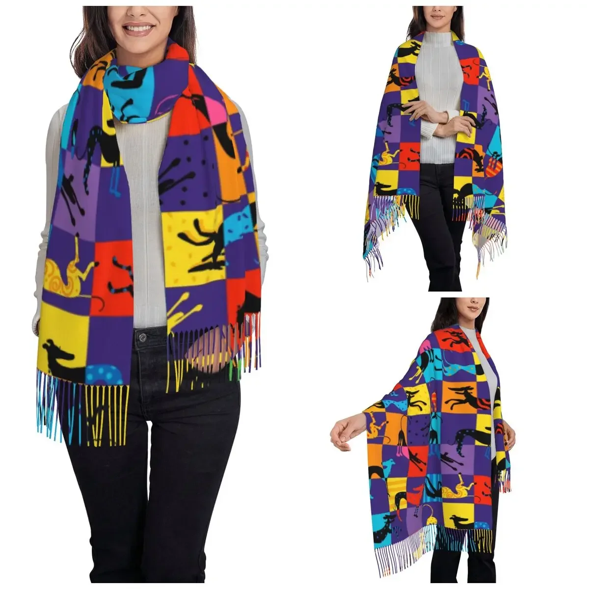 Pop Art Hounds Shawl Wraps for Women Winter Long Soft Scarf Greyhound Whippet Lurcher Dog Pashminas Shawl Scarves