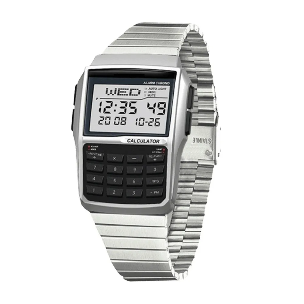 Computer Style Multifunctional Computer Watch LED Display Waterproof Electronic Watch Shock Resistant Alarm Calculator Watch Men