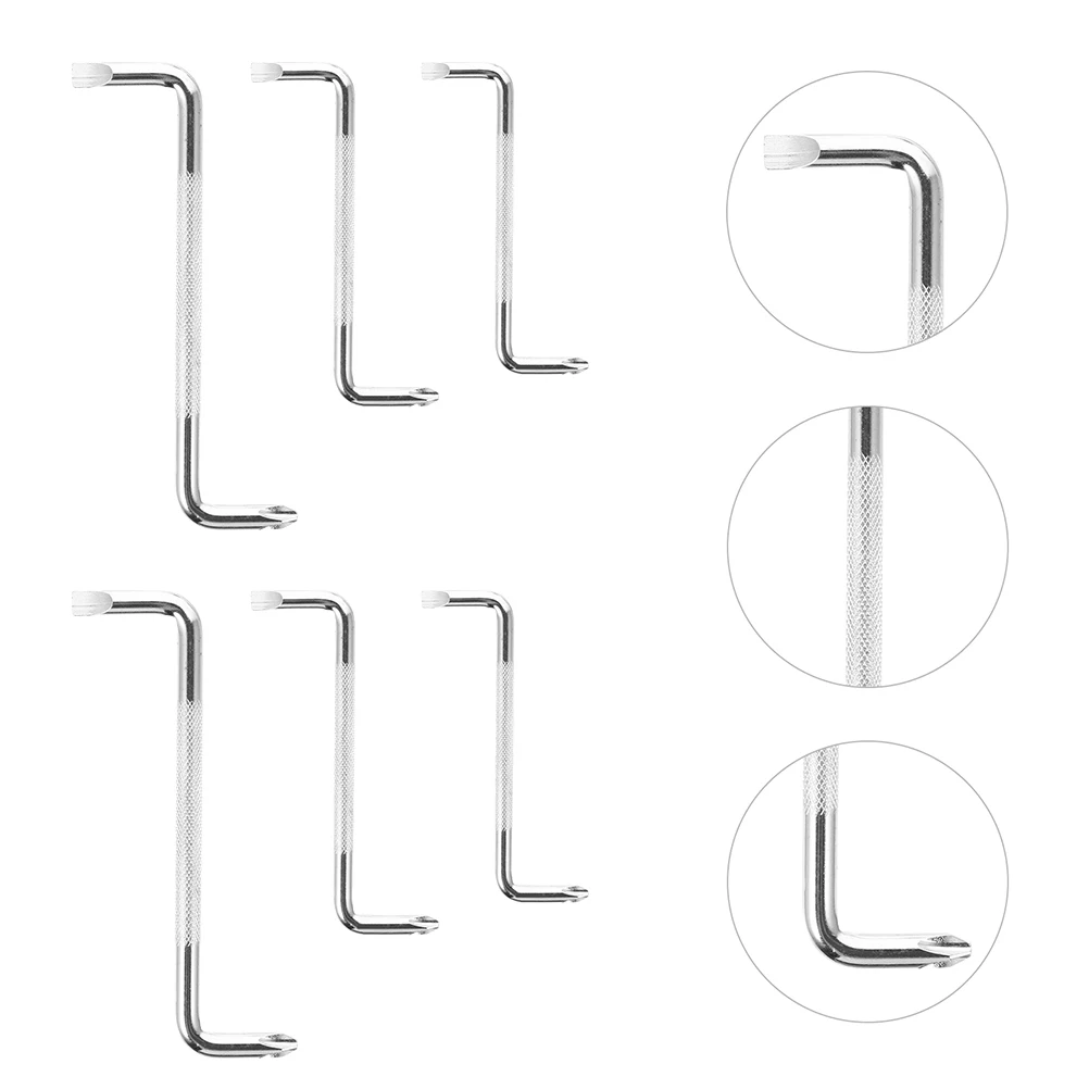 

6pcs Micro Screwdrivers Offset Flat Head Silver Tool Steel Tiny Angled Double Head Z type Durability Corrosion Resistant Knurled