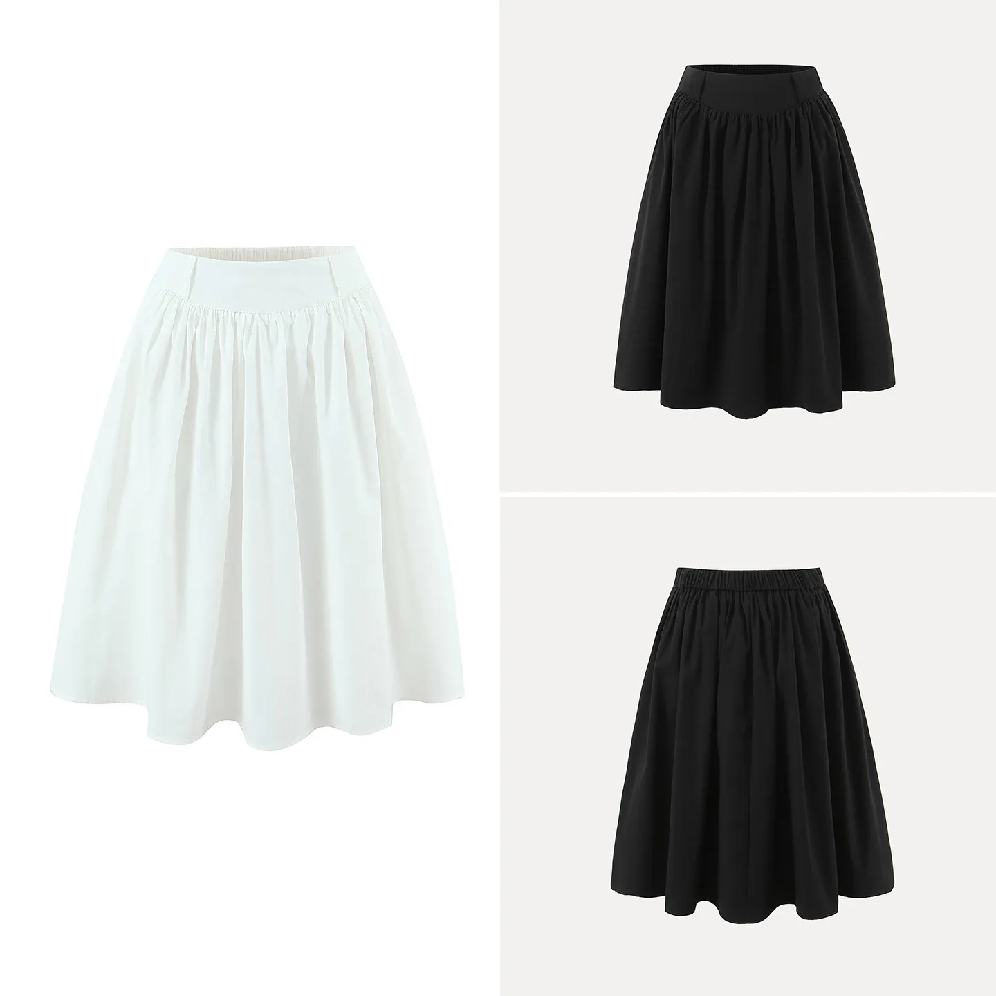 

Нежная женская юбка-солнце с эластичным поясом, однотонная, весна 2026, модная, с широким подолом, свободного кроя, китайский бренд