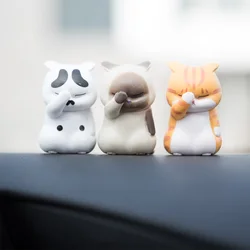 Cute Cat Figurines Miniature Cartoon Animal Decor Figure Craft Ornament Micro Landscape Kawaii Desk Car Interior Accessories