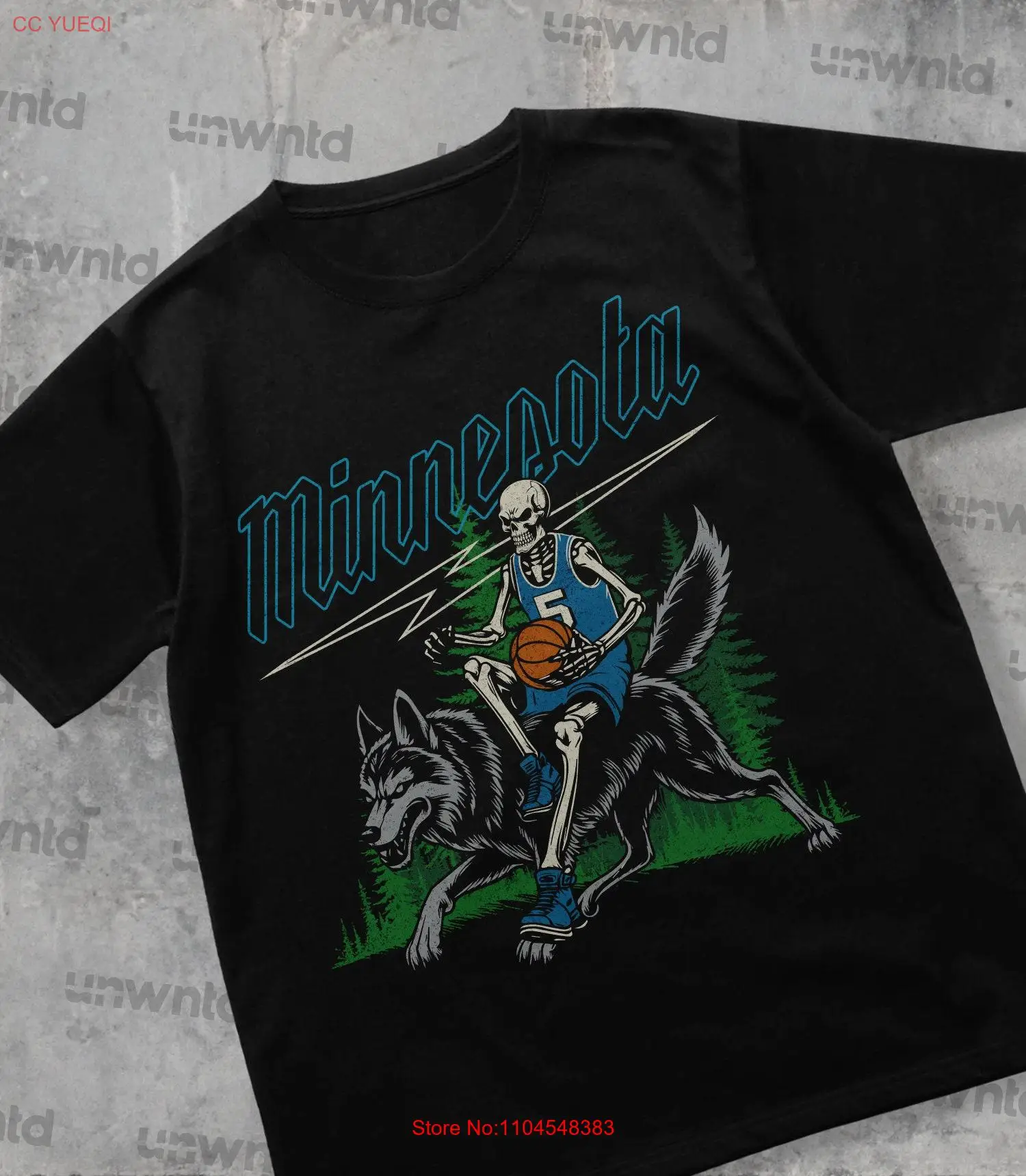 Maglietta da basket Minnesota Skeleton Vintage Timberwolves Bootleg Streetwear Fan Merch maniche lunghe o corte