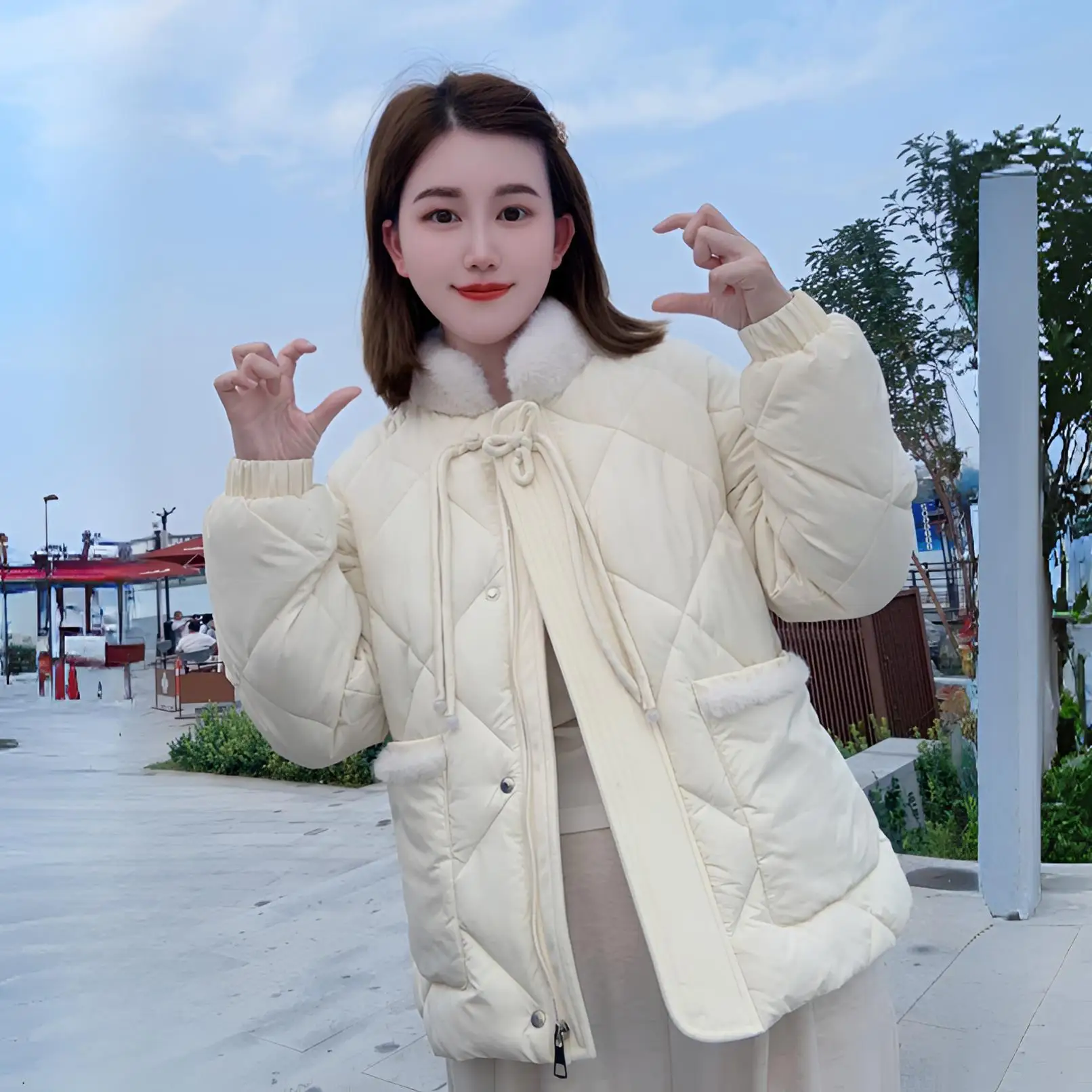 

Куртка на хлопковой подкладке, женские парки, короткая зимняя новая верхняя одежда с воротником-стойкой, свежее милое толстое корейское пуховое хлопковое пальто, женский топ