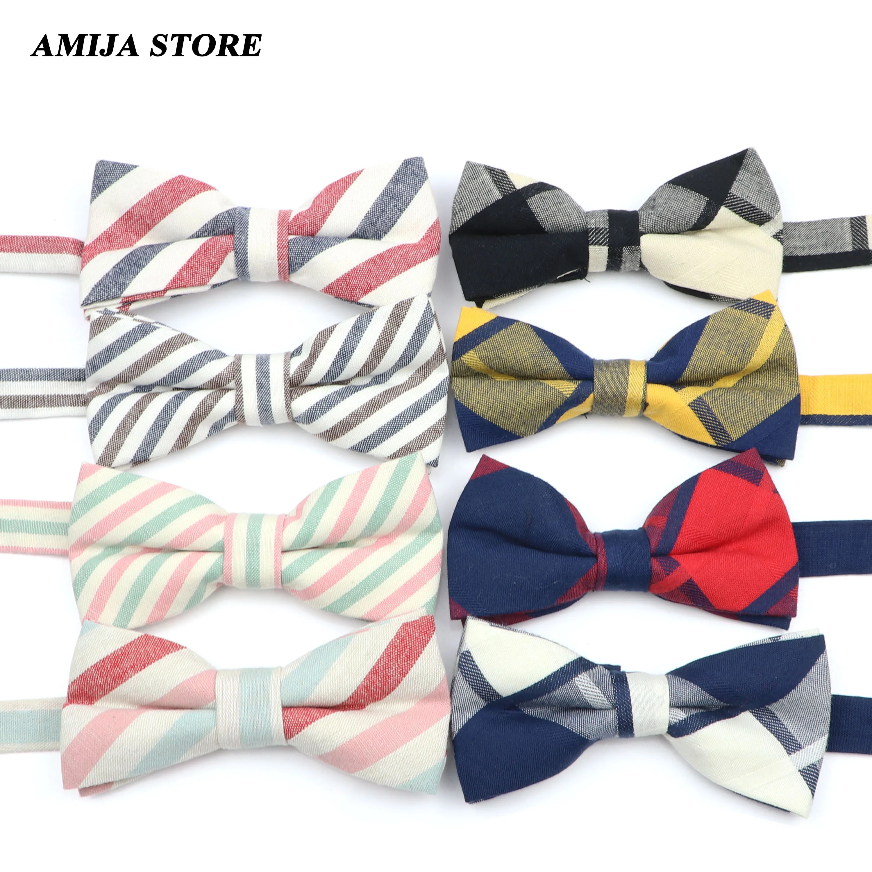 Soft Cotton Bowtie For Men Fashion Striped Bow Tie Women Rainbow Butterfly Bow Knot Adult Plaid Beige Pink Blue Designer Cravat