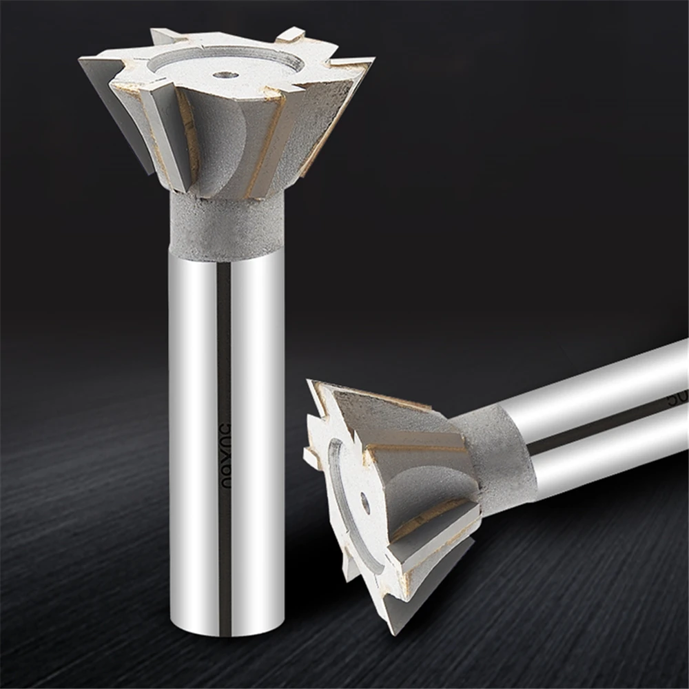 1PC 45/55/60 Degrees YG8 Dovetail Groove Milling Hard Alloy Milling Cutter Processing Copper Aluminum Cast Iron Diameter 20-60mm