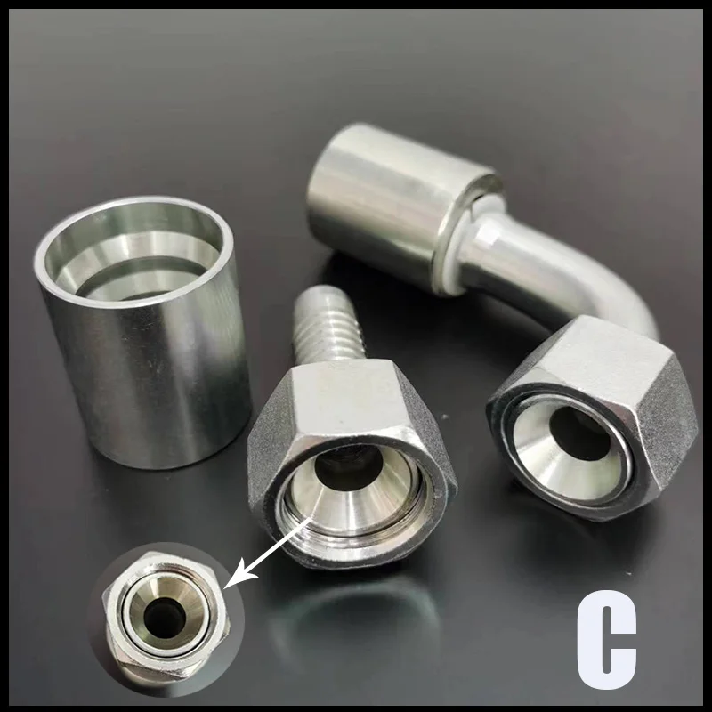 1set High Pressure Hose Hydraulic Joint Metric M10-M42 to Pipe 6mm-25mm Barbed Tube Fitting Connector Compression Sheath Fitting