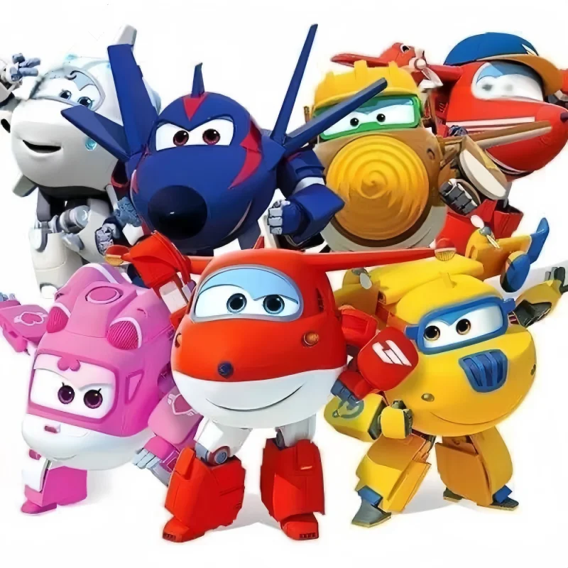 Original Super Wings Anime Figurine Hangar Big Transformation Toys Robot Desktop Models Christmas Gifts Birthday Gift  Child Toy