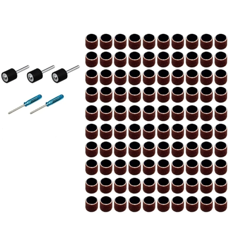 Abrasive Drum Sleeve Set with 100 Piece Multi Size Sleeves for Edge Detail Work, Curved Areas, Paint Ready Finishing and M4YD