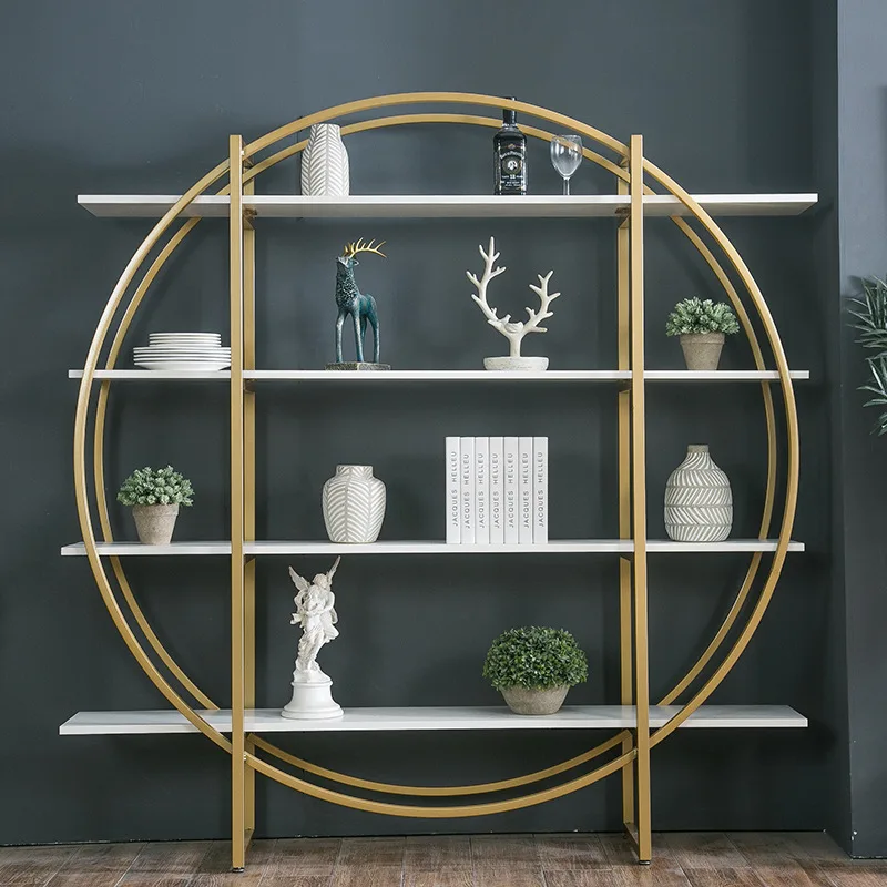Factory Direct 2026 Storage partition Bookcase Floor decoration display stand Wrought iron living room Office entrance screen