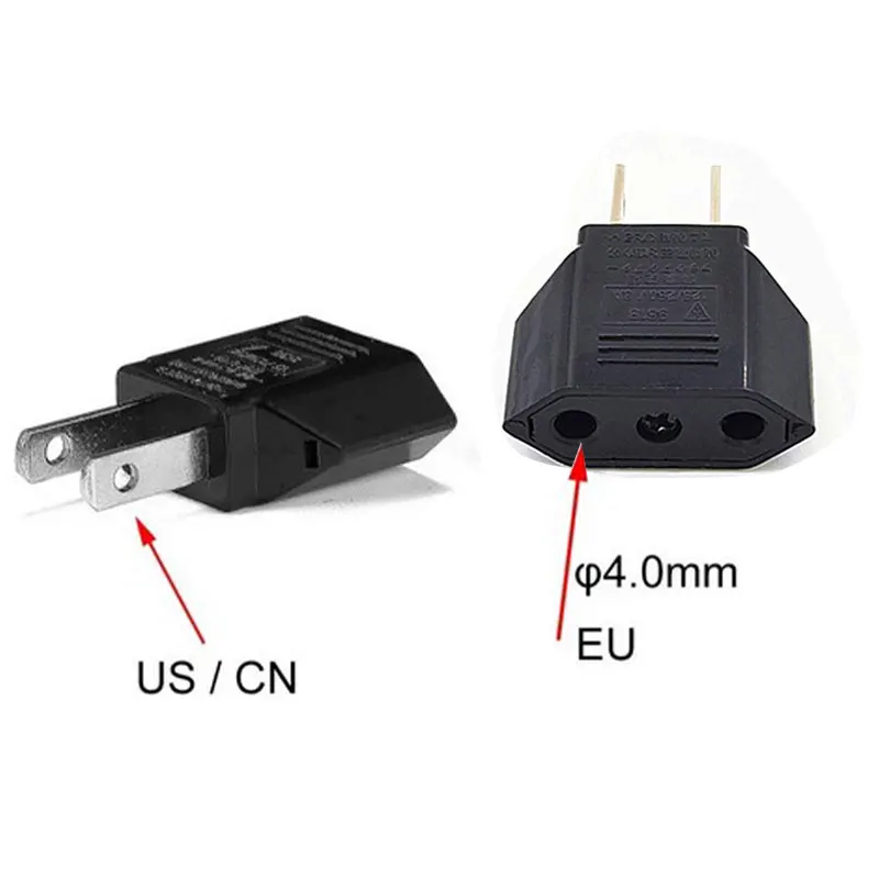 EU Euro Europe to US USA Power Jack Wall Plug Converter Travel Adapter Adaptor