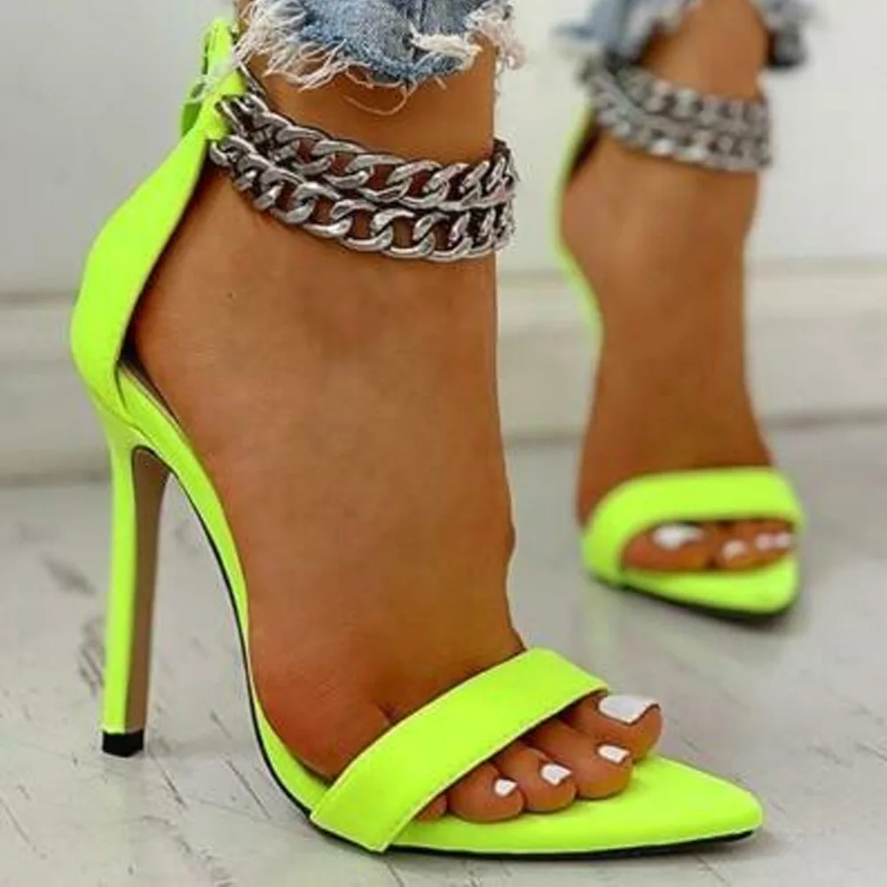 

Sandals Stiletto Heels Buckle Female Shoe Round Toe Large Size Cross 2025 Women's Riband Ankle Strap Girls Big Comfort New Low B