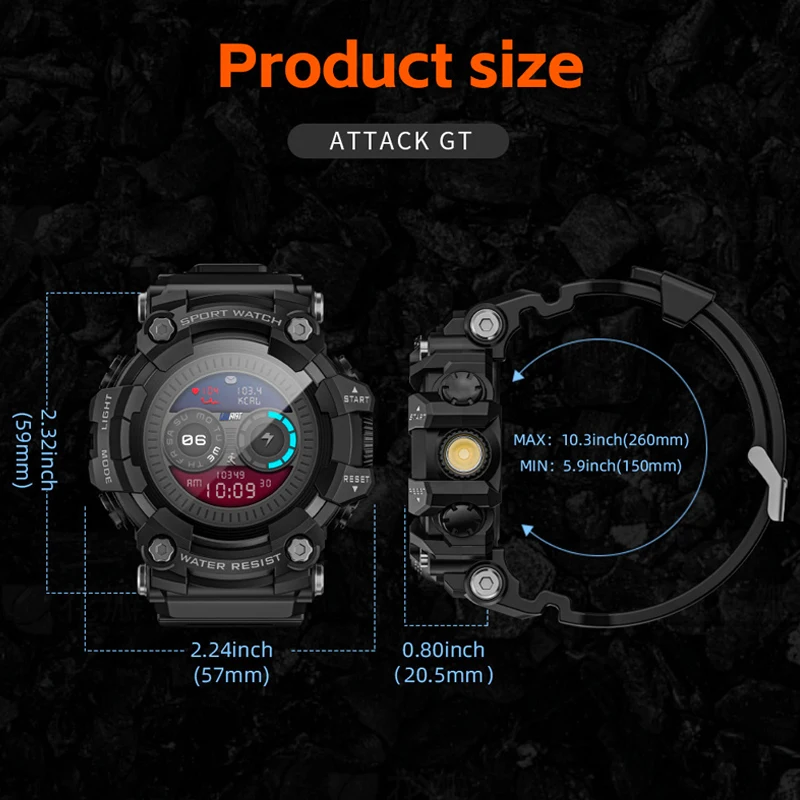 LOKMAT 1,32 pulgadas HD Bluetooth llamada reloj inteligente hombres deportes Fitness Tracker brújula 300mAh Smartwatch para Android IOS