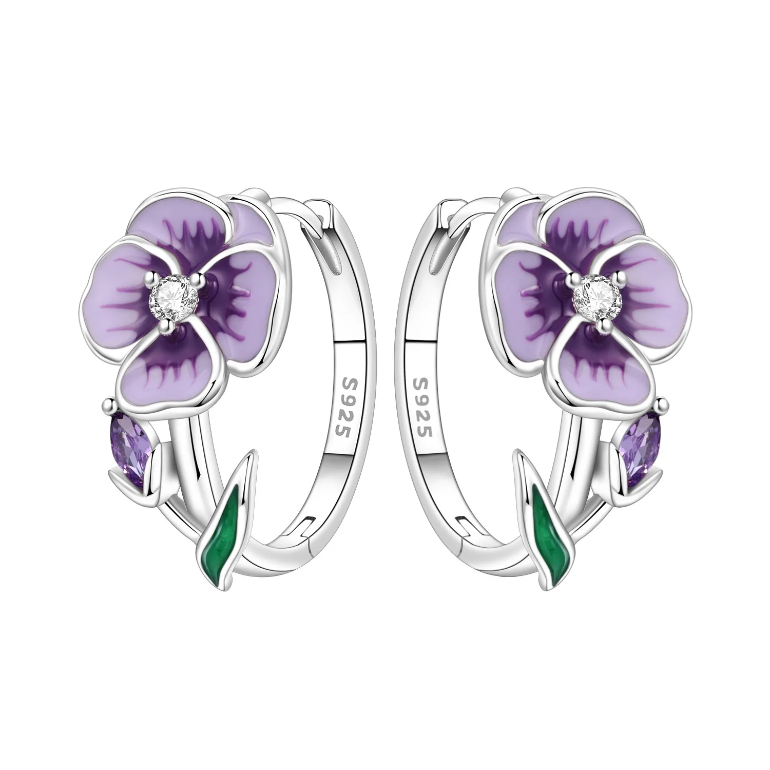 Pendientes MISEFF S925 de Plata de Ley con diseño de flor de iris y flores violetas, joyería Original y versátil, regalo de cumpleaños