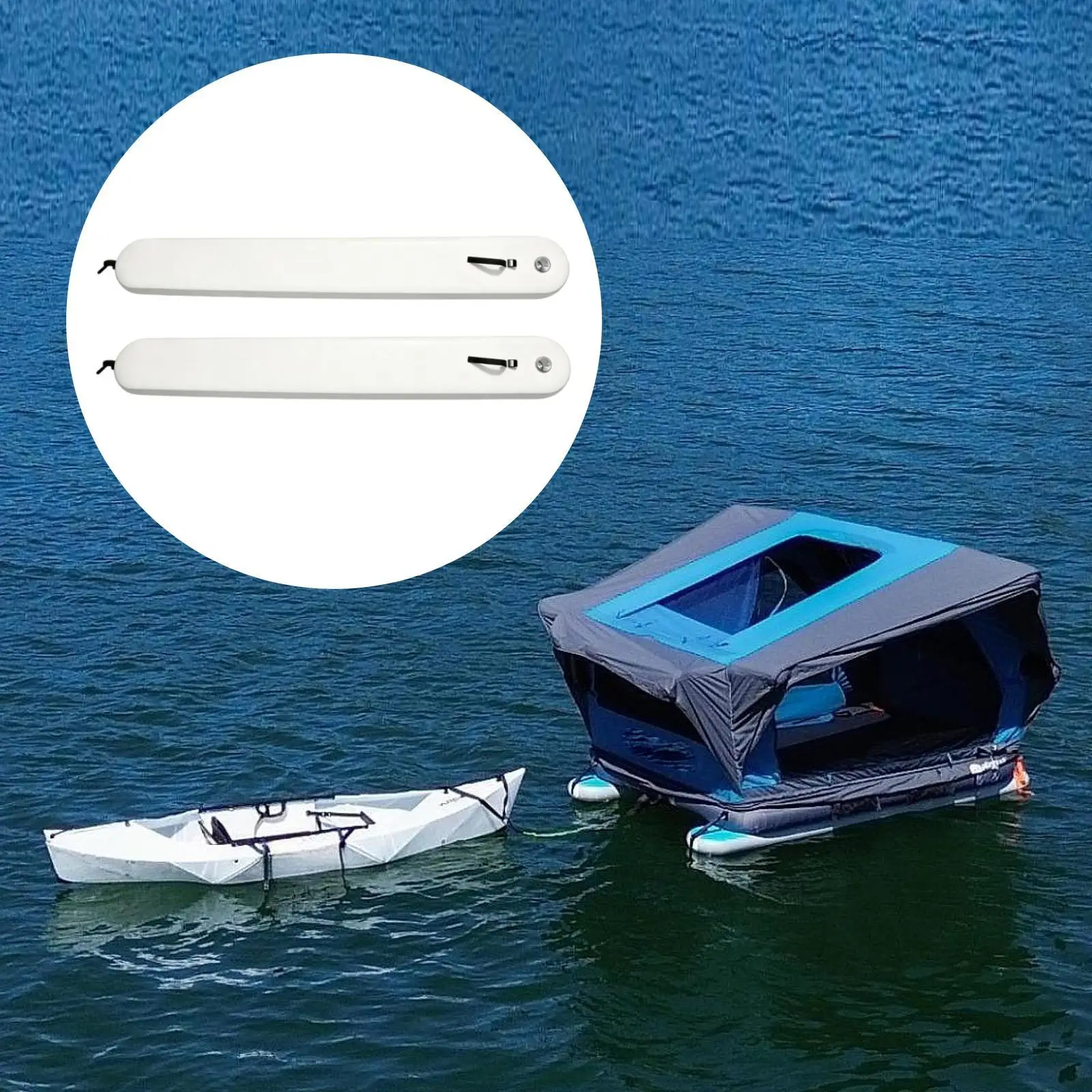 

2x Inflatable Rooftop Boards Multipurpose Portable Replacement Easy Installation Attachment Adult Swimming Float Buoy White PVC