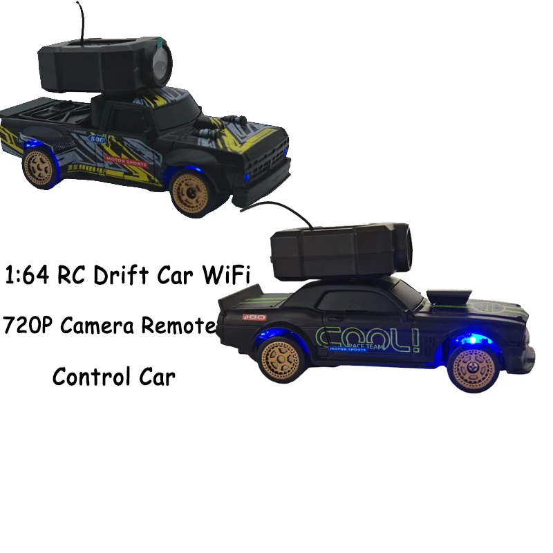 

Cool 1:64 RC Drift Car WiFi 720P Camera Remote Control Car With LED Lights DIY Car Shell Replacement Desktop Toy