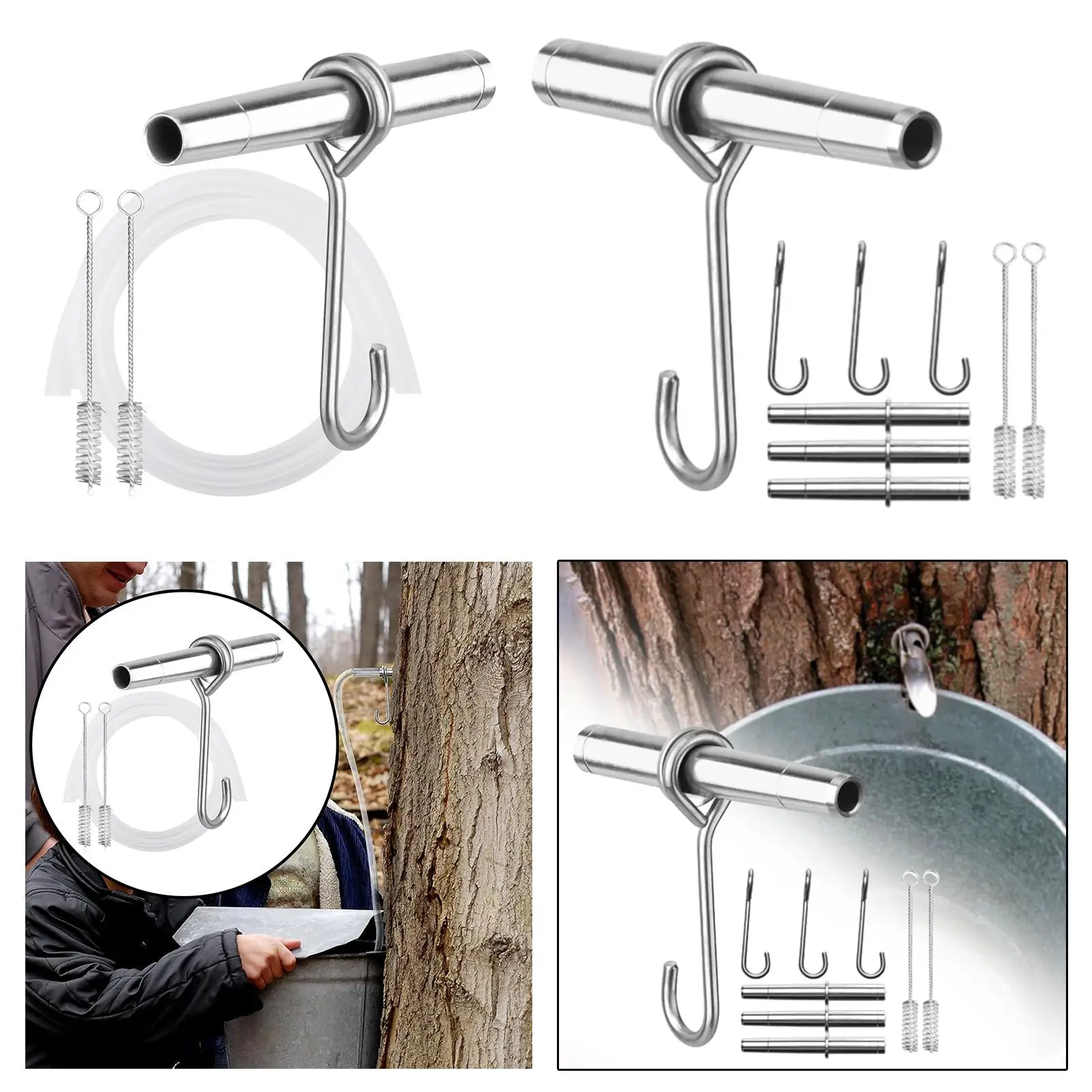 Maple Syrup Tapping Set, Stainless Steel, Sturdy Easy to Install Maple Tree Taps Spiles, Metal Maple Spiles, for Garden Home