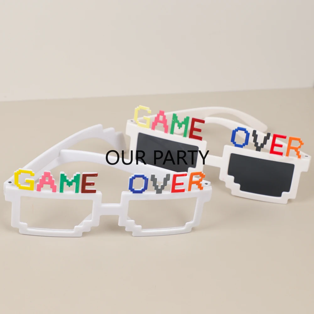 1Pcs Game Over Theme Glasses Video Game Sunglasses Photography Props for Kids Boy Birthday Game Nigth Party Favors Decoration