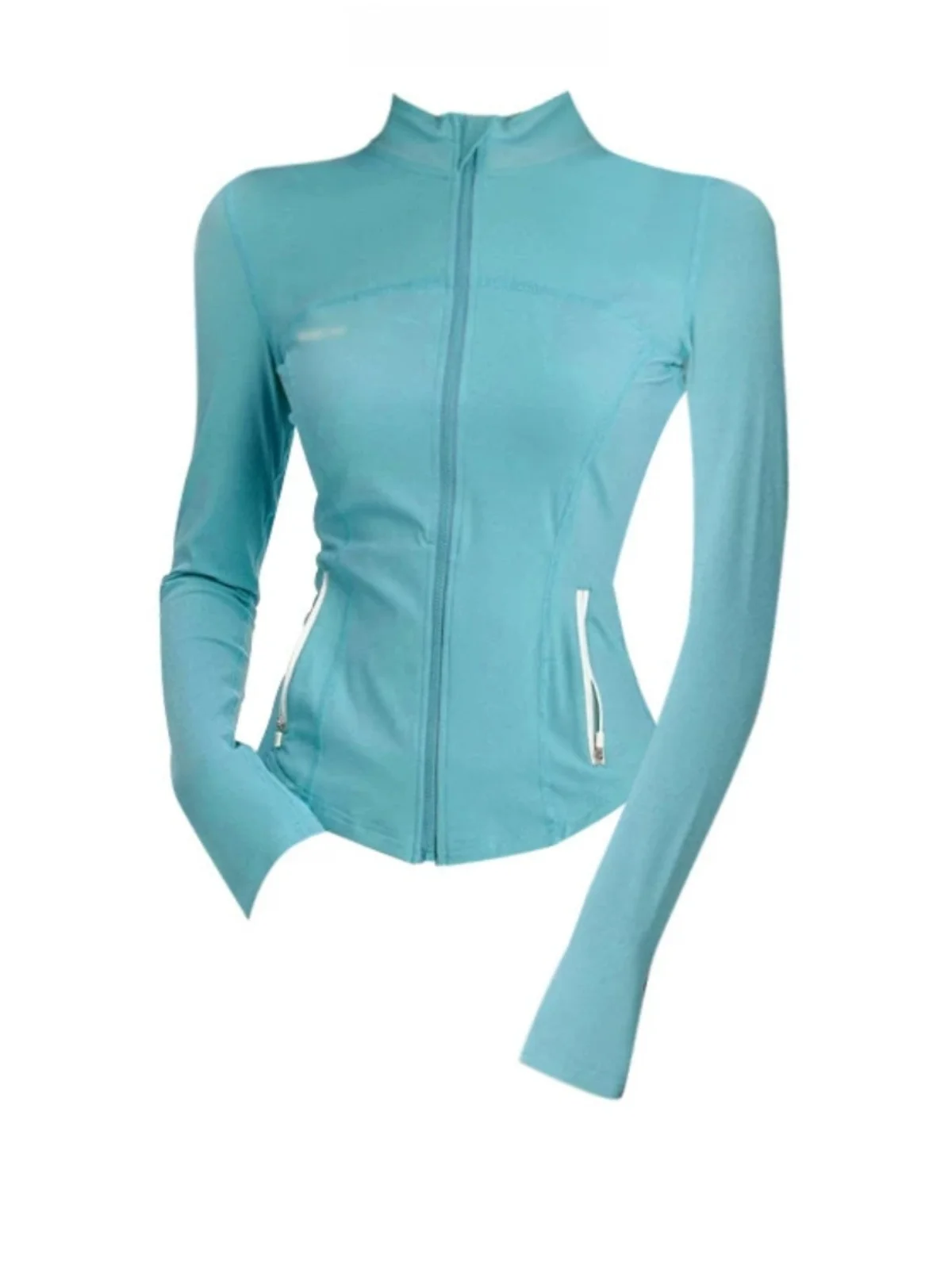 

American Style Slim Fit Long Sleeve T-Shirt Women's Base Layer Shirt U-Shape Hem Zipper Design Spring Fashion plus Size