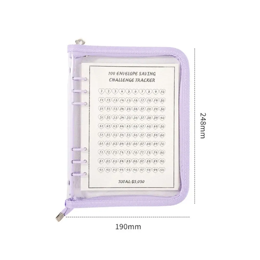 Tear Resistant 100 Days Envelope Challenge Waterproof Clear Loose-leaf Notebook Set Kawaii Durable Savings Challenges Book