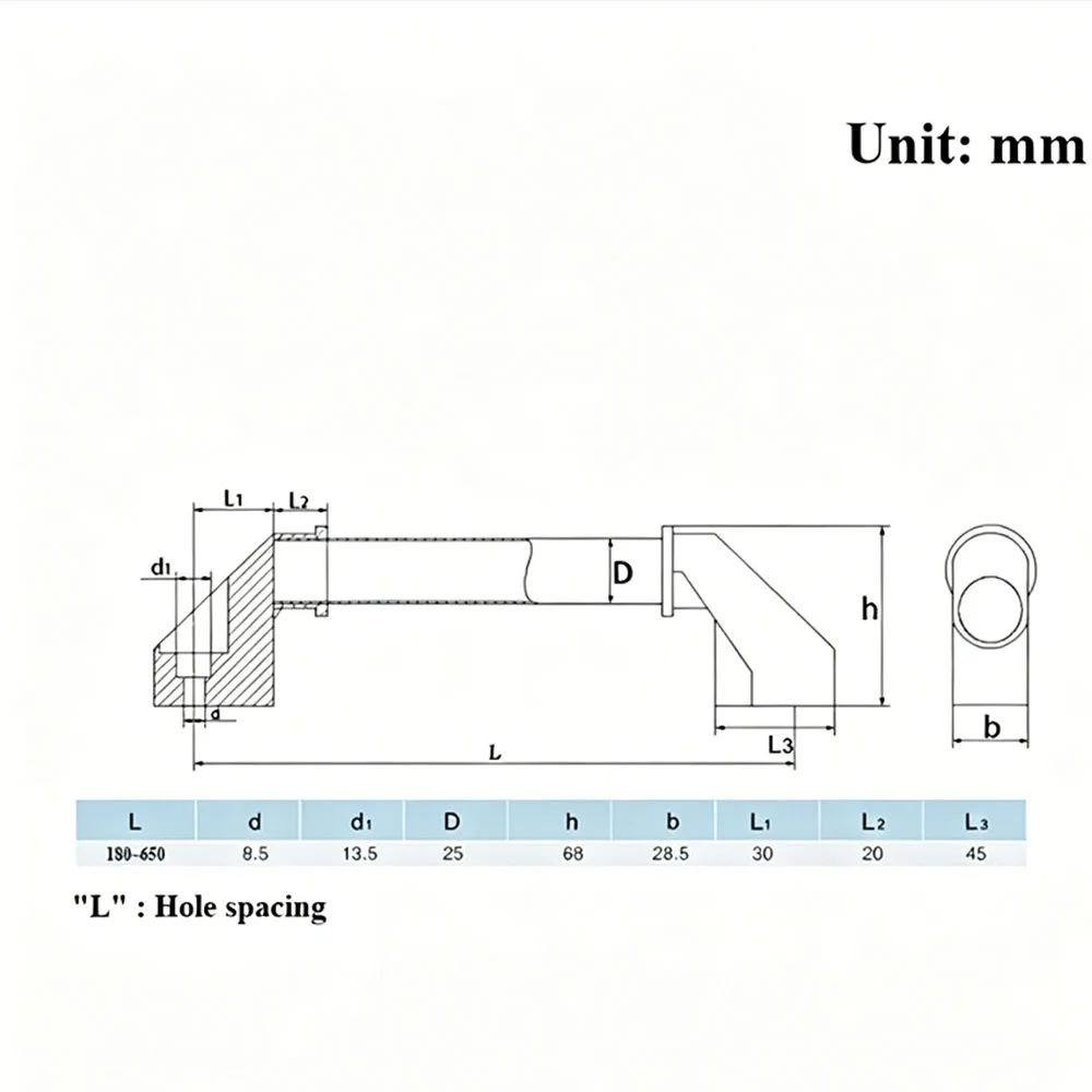 1Pcs Aluminum Alloy Tubular Handle Hole Pitch 200-550mm Tube Pull Grab Handle Machine Tool Cabinet Door Equipment Box Handrail
