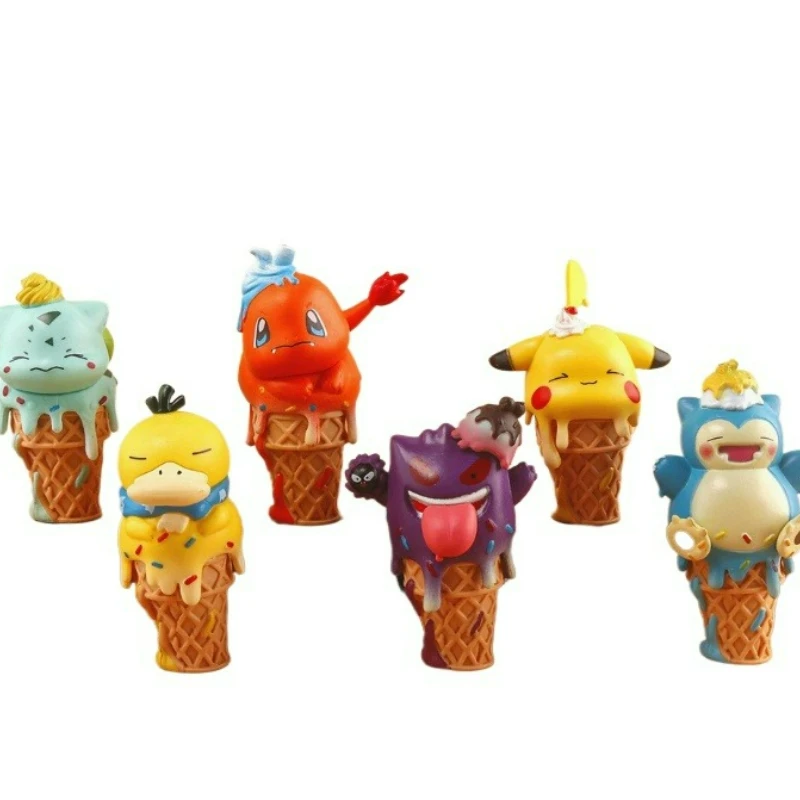 

Серия фигурок Pokemon Ice Cream Cone: Снорлакс, Бульбазавр, Псайдак — Аниме-фигурки, настольные украшения, коллекционные модели, модные игрушки, подарки для фанатов