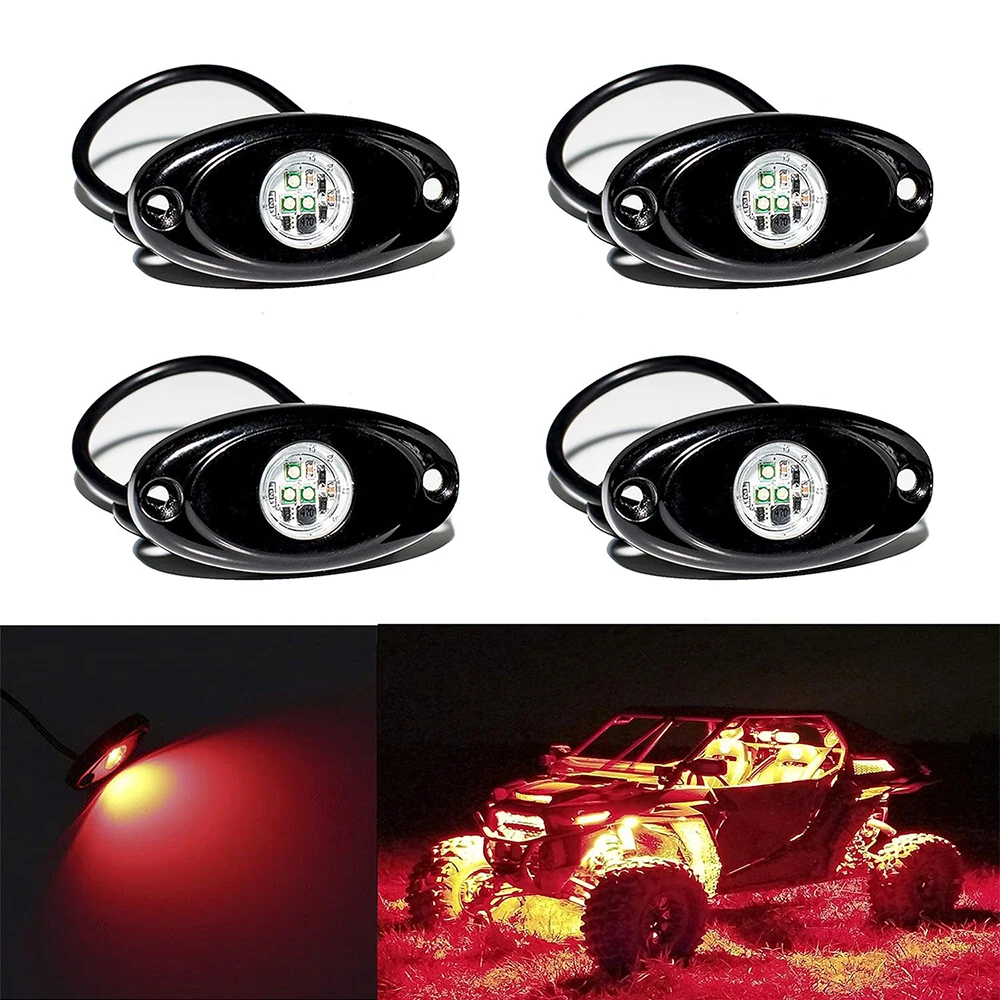 4PCS LED Rock Lights Kit, Waterproof Underbody Chassis Lights for Jeep Truck ATV UTV Offroad