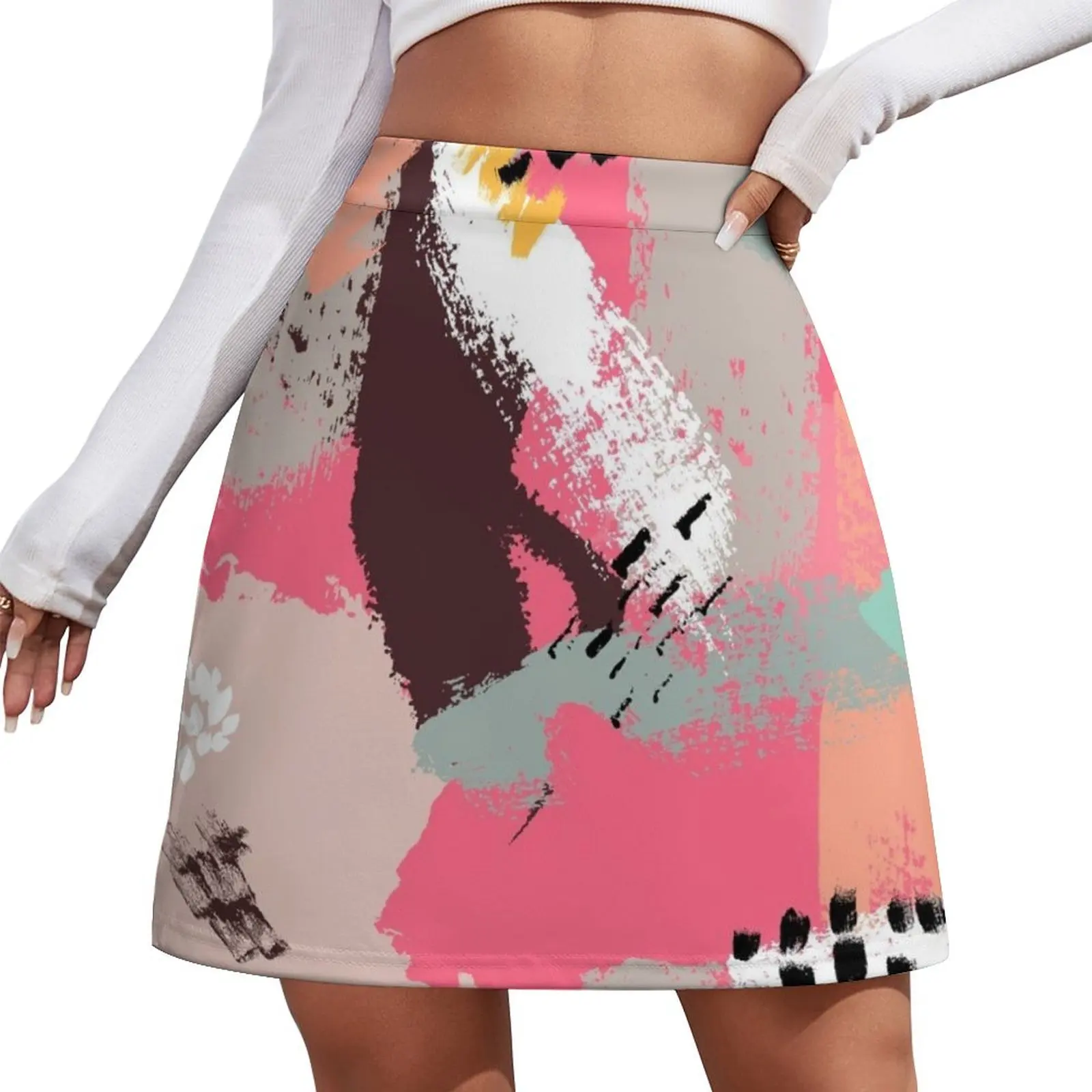 Modern Art Mini Skirt 90s vintage clothes night club outfits cosplay